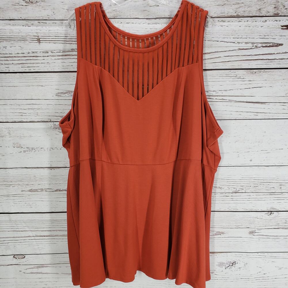Torrid New Plus Orange Sleeveless Mesh Peplum Top Blouse Size 6